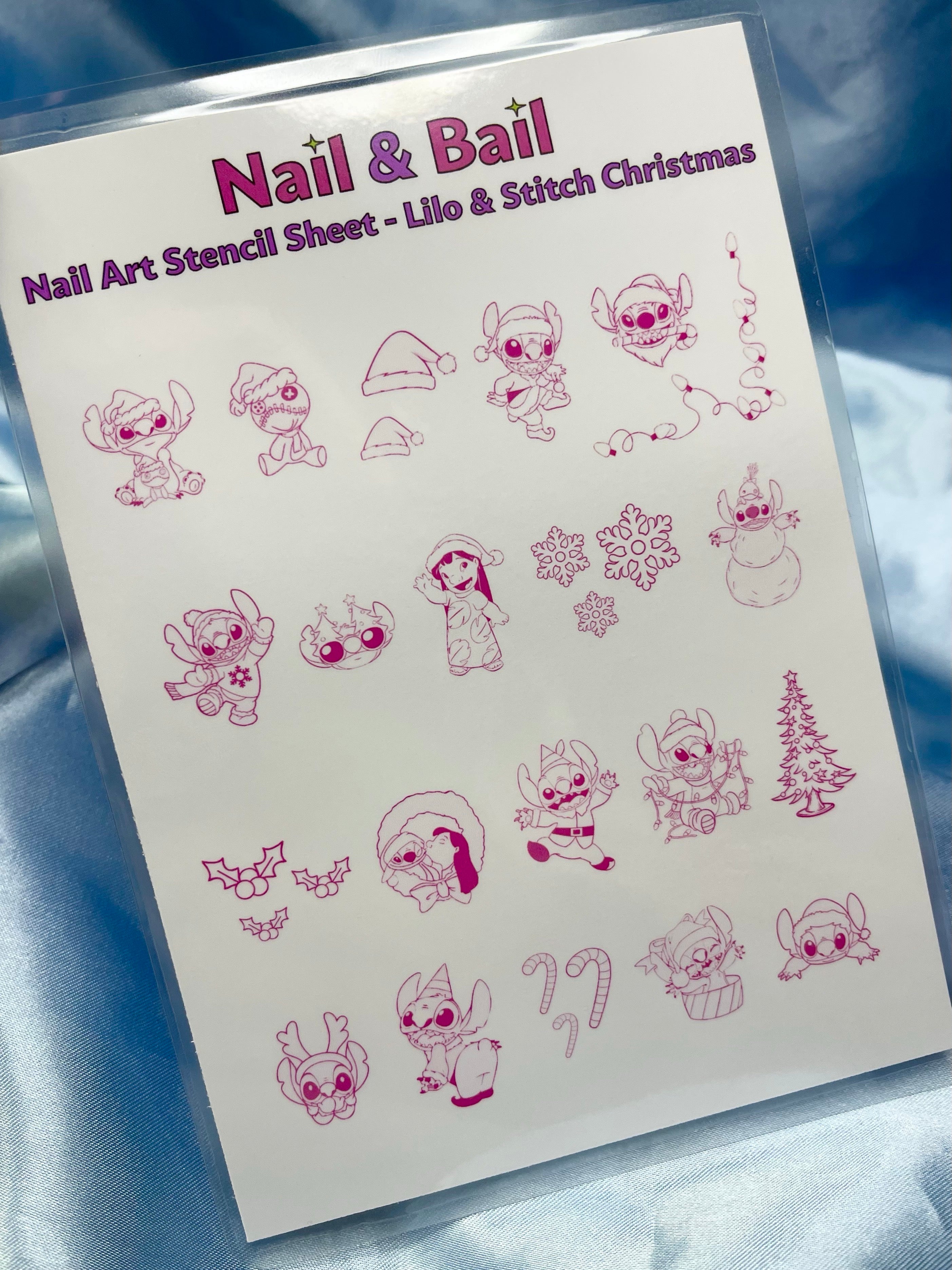 Step into festive charm with our Stitch's Christmas Nail Art Stencil Sheet – 20 delightful designs for girly glam! From candy canes to Stitch in a snowflake jumper, create an Instagram-worthy holiday look with ease. Elevate your nail game effortlessly – because holiday magic should be simple and fabulous!